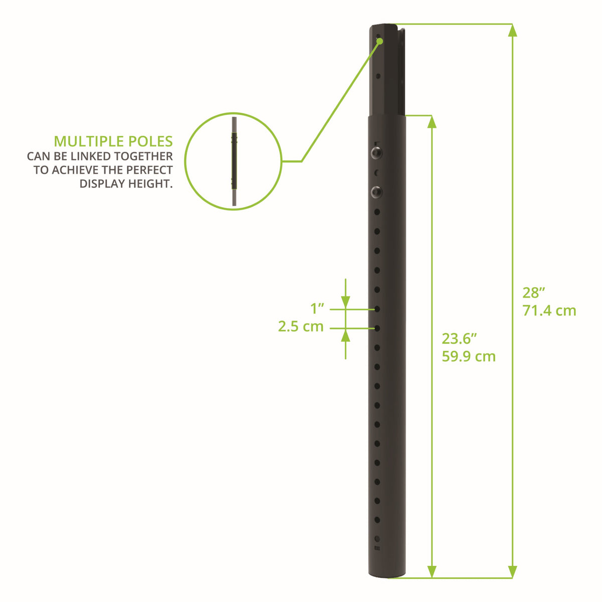 Kanto CM-EXT60 Ceiling TV Mount Extension Pole with 60 cm Length