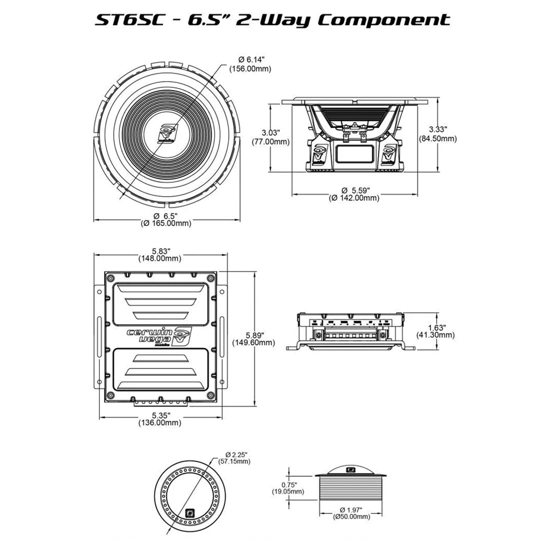Cerwin Vega ST65C Stroker 6.5" 2-Way Component Speaker System