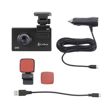 Cobra SC 200D Dual-View Smart Dash Cam, Rear Cam and Hardware (SC200D-HW) – Black