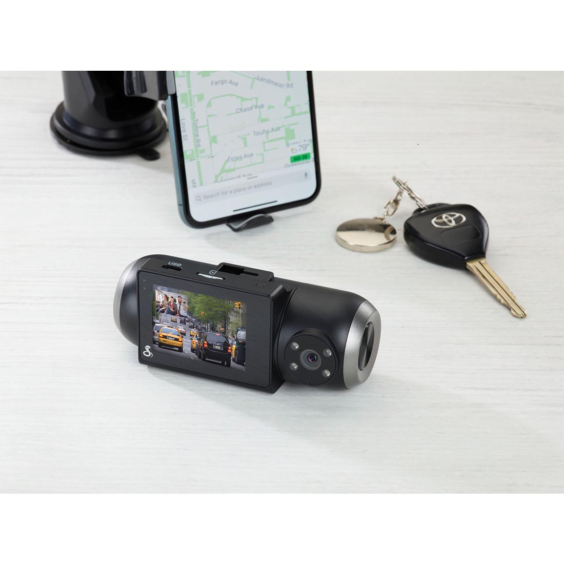 Cobra SC 201 Dual-View Smart Dash Cam with Built-In Cabin View and Hardware (SC201-HW) - Black