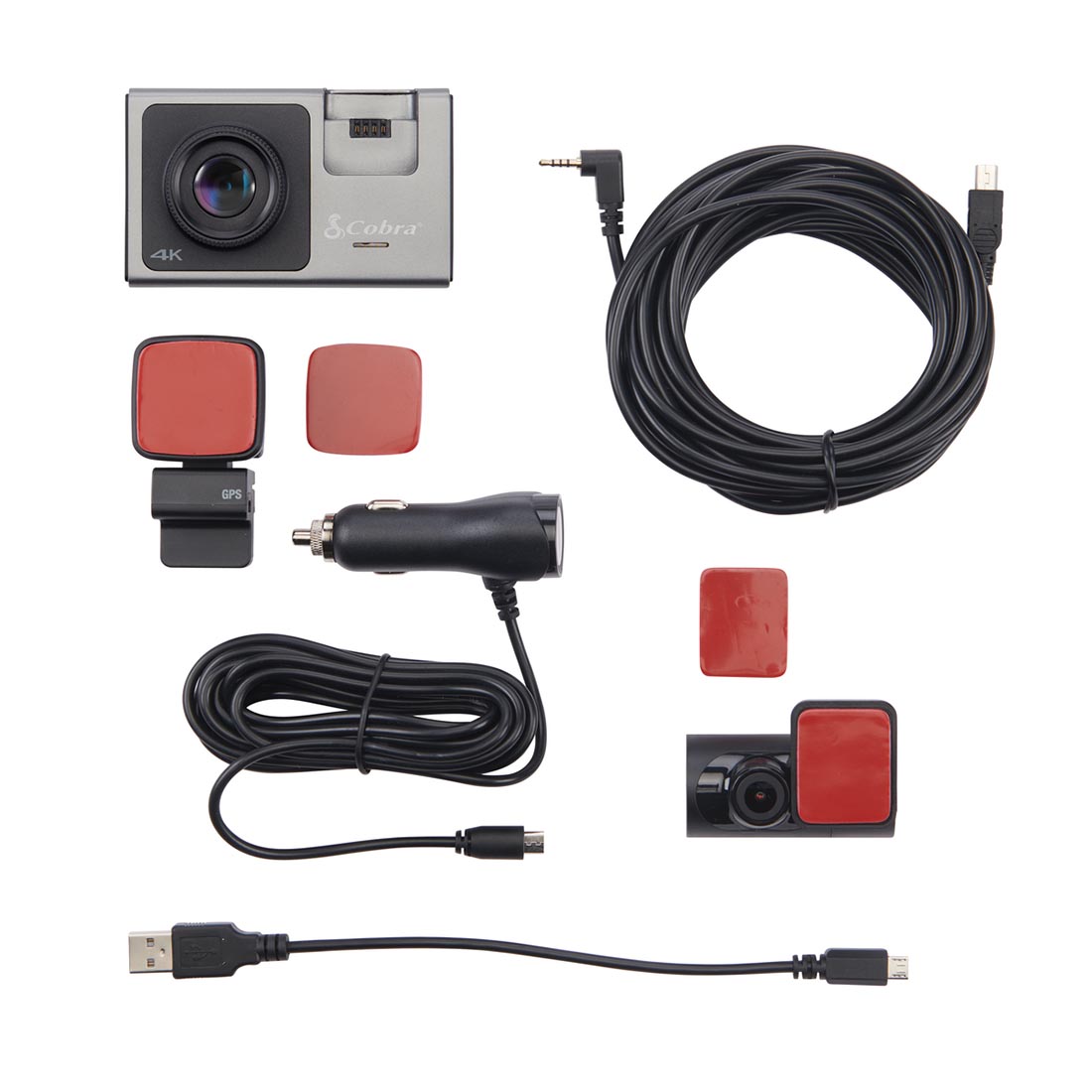 Cobra SC 400D Ultimate Smart Dash Cam, Rear Cam and Hardware (SC400D-HW) - Black