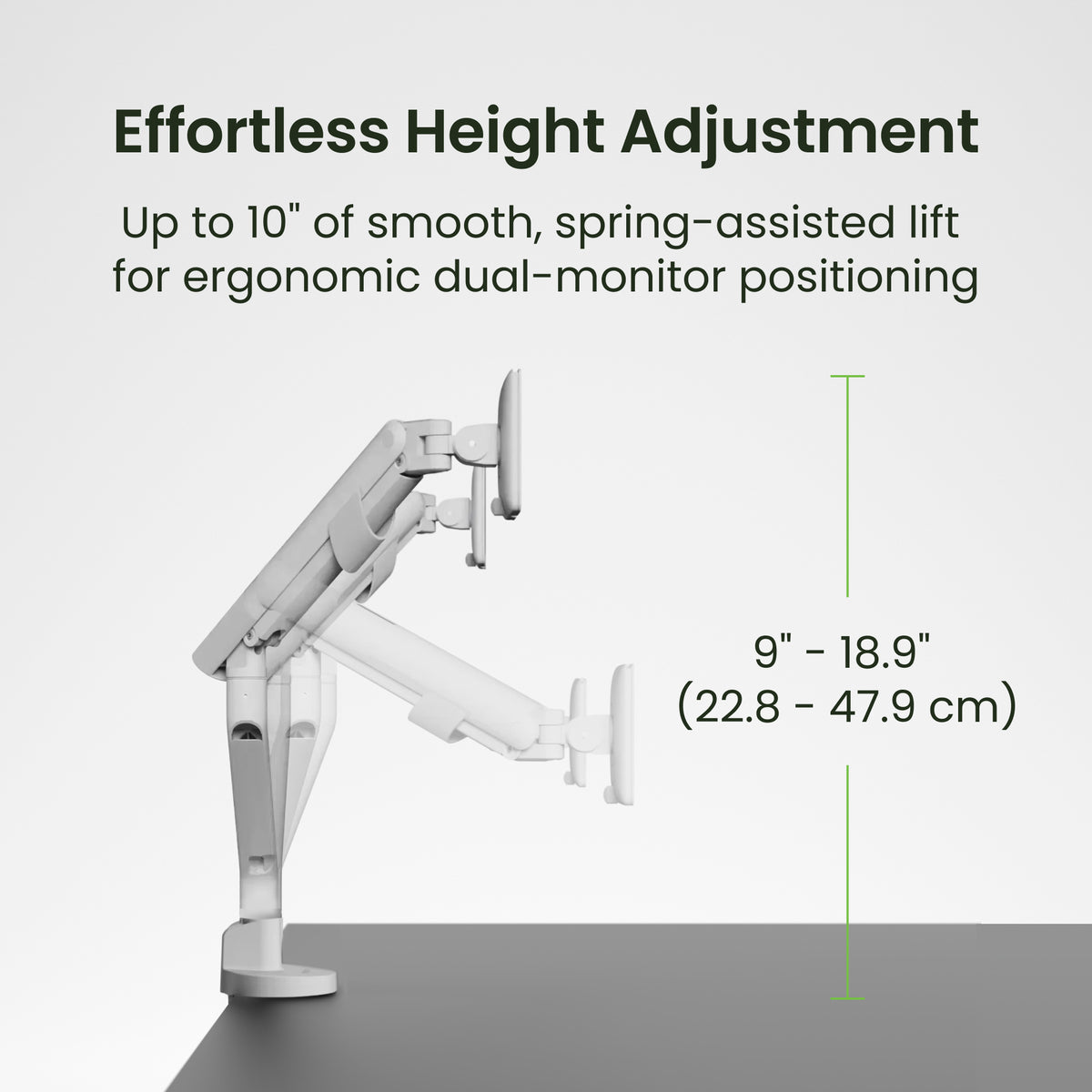Kanto DM2 Dual Monitor Desktop Mount with Spring-Assisted Height Adjustment - White