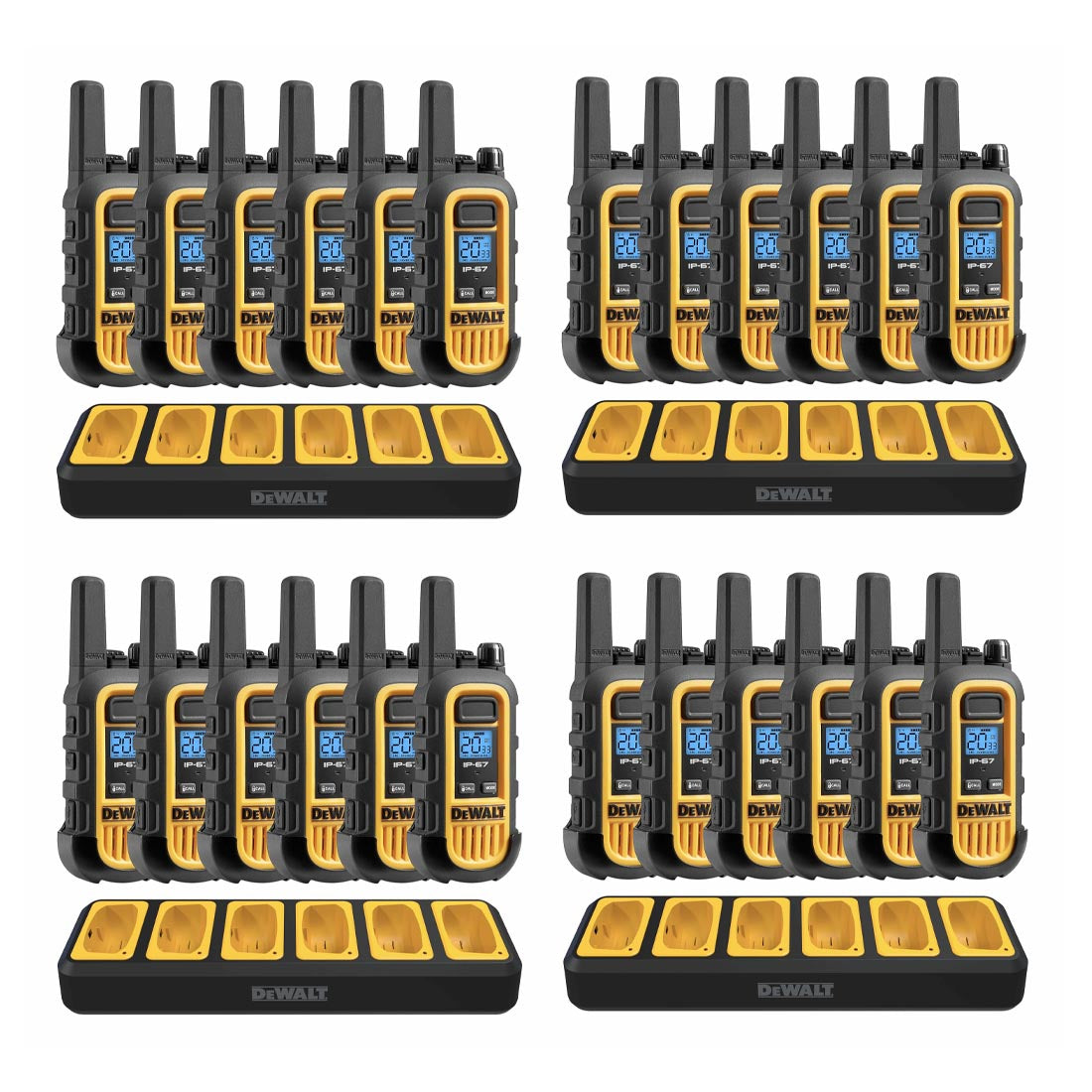 Dewalt 4DXFRS300-BCH6 Heavy Duty 24 DXFRS300 Radios with 4X 6 Port Chargers (4DXFRS300-BCH6)