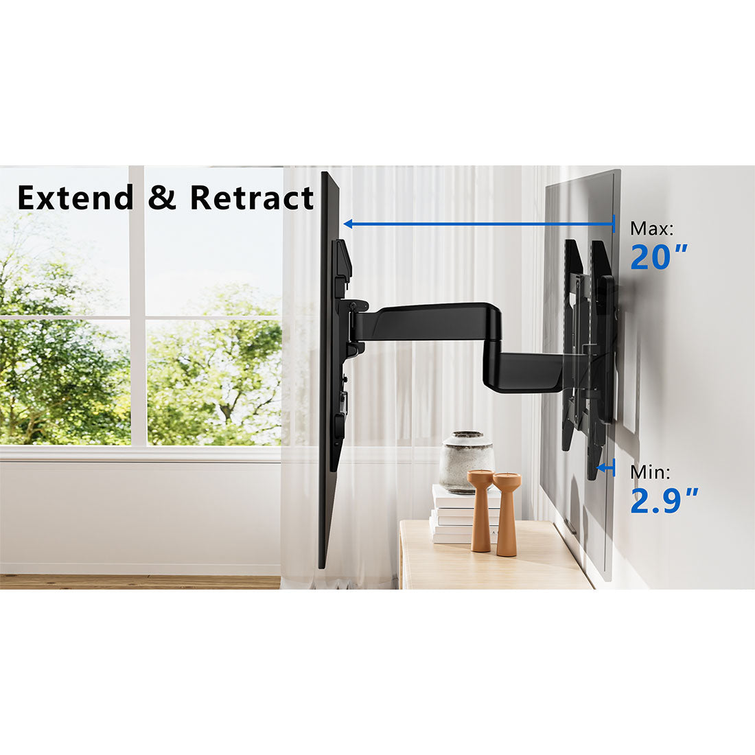 ErgoAV ERMMM9-01B Medium Motion TV Mount 32″-65″ TVs