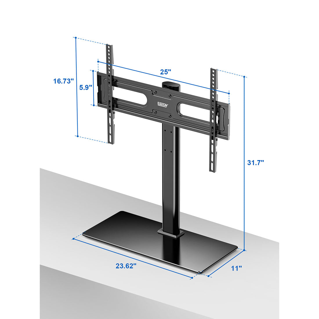 ErgoAV ERTSL2-01B Tabletop TV Stand with Swivel for 40″ to 75″ TVs
