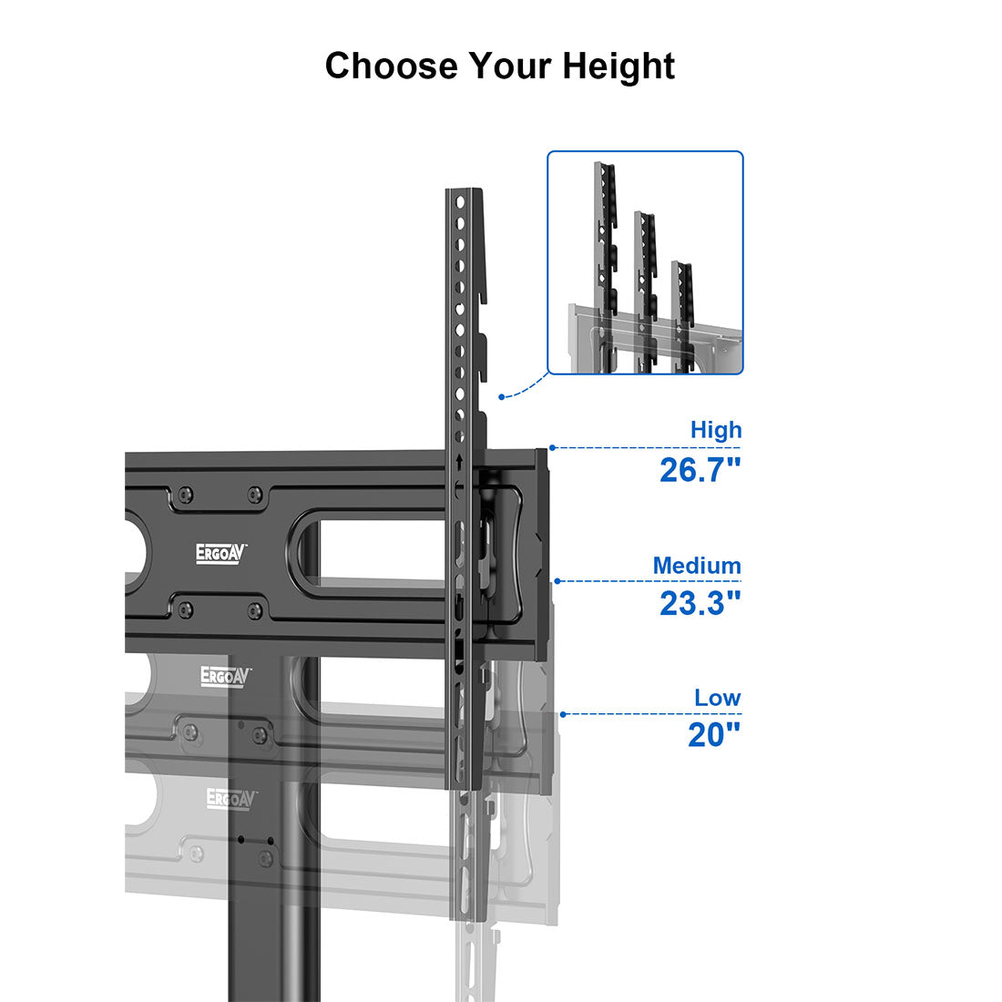 ErgoAV ERTSL2-01B Tabletop TV Stand with Swivel for 40″ to 75″ TVs