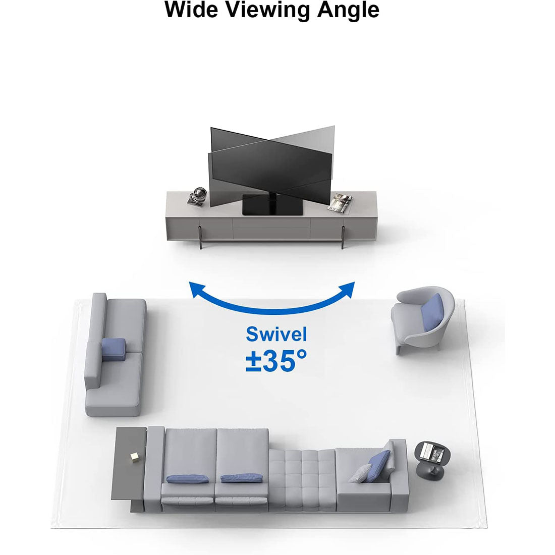 ErgoAV ERTSL2-01B Tabletop TV Stand with Swivel for 40″ to 75″ TVs