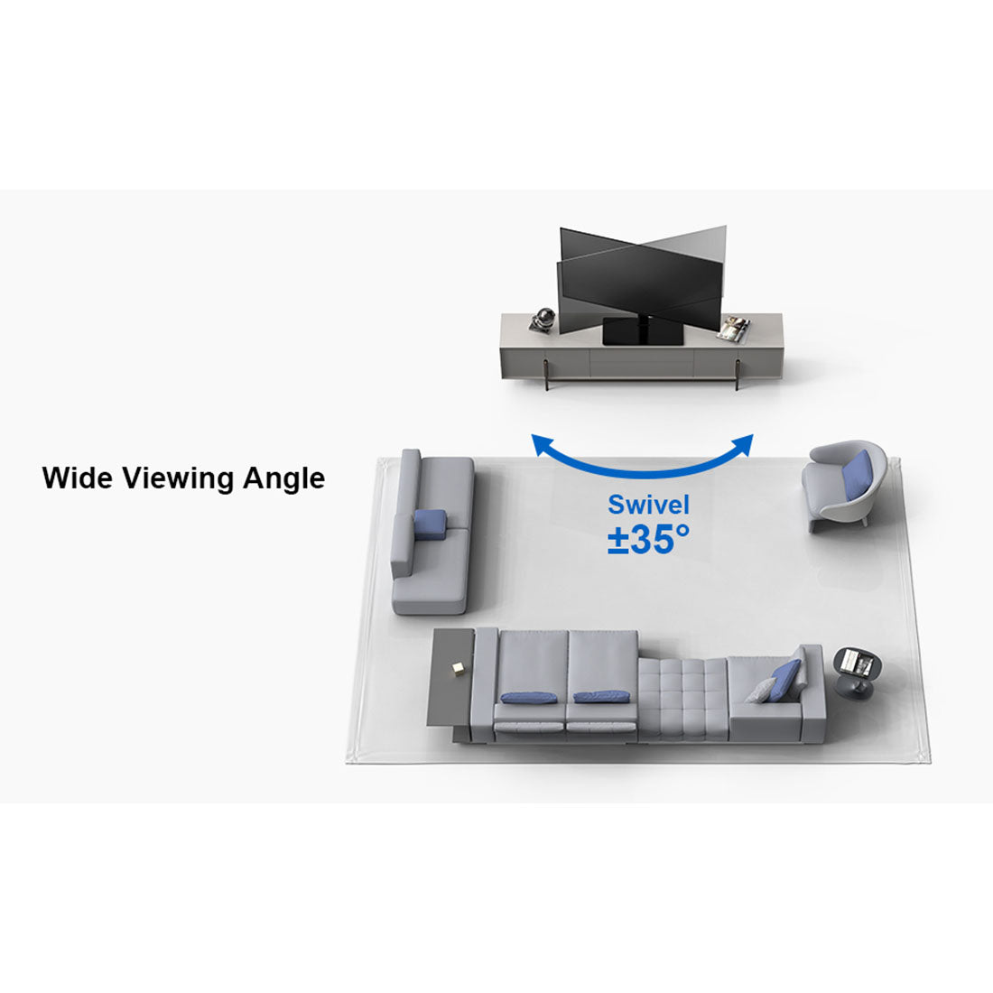 ErgoAV ERTSL2-01B Tabletop TV Stand with Swivel for 40″ to 75″ TVs