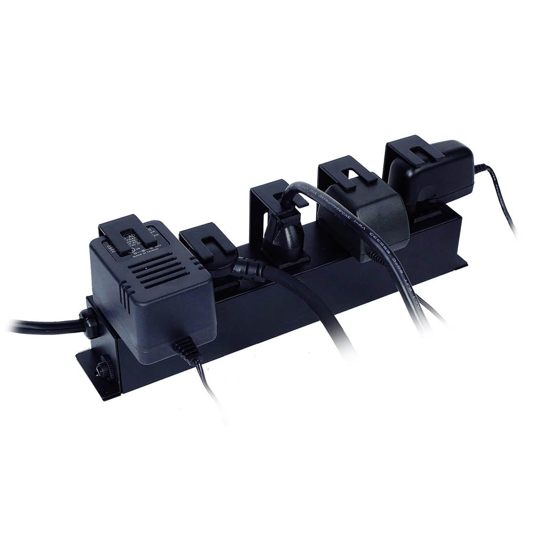 Furman PlugLock power distribution strip securing bulky transformers