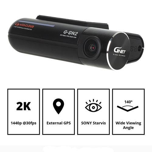 GNET G-ON2 2 Channel HDR QHD Dash Cam with 1080p Rear Camera
