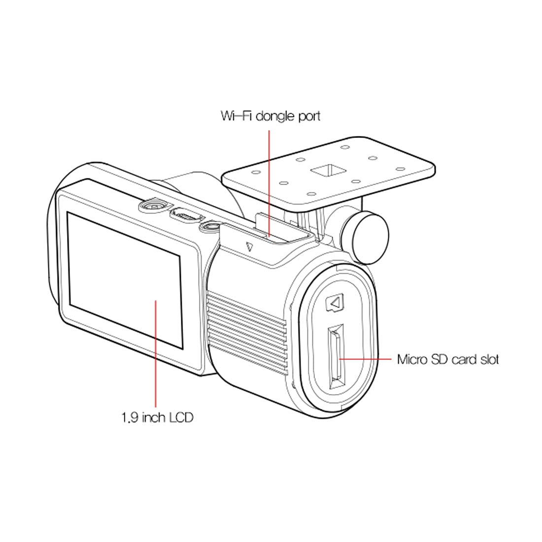 GNET G-ONW 2-Channel 1080p Front & Rear Dash Cam with HDR & 1.9" LCD Screen