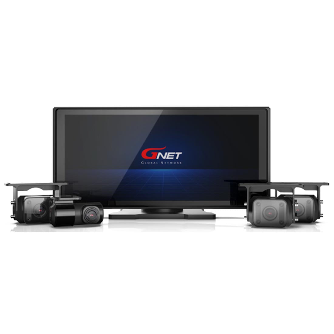 GNET GT9000 4 Channel Dash Camera: 1080p Front, Rear and Side (L/R) Cameras + 10.36" Screen