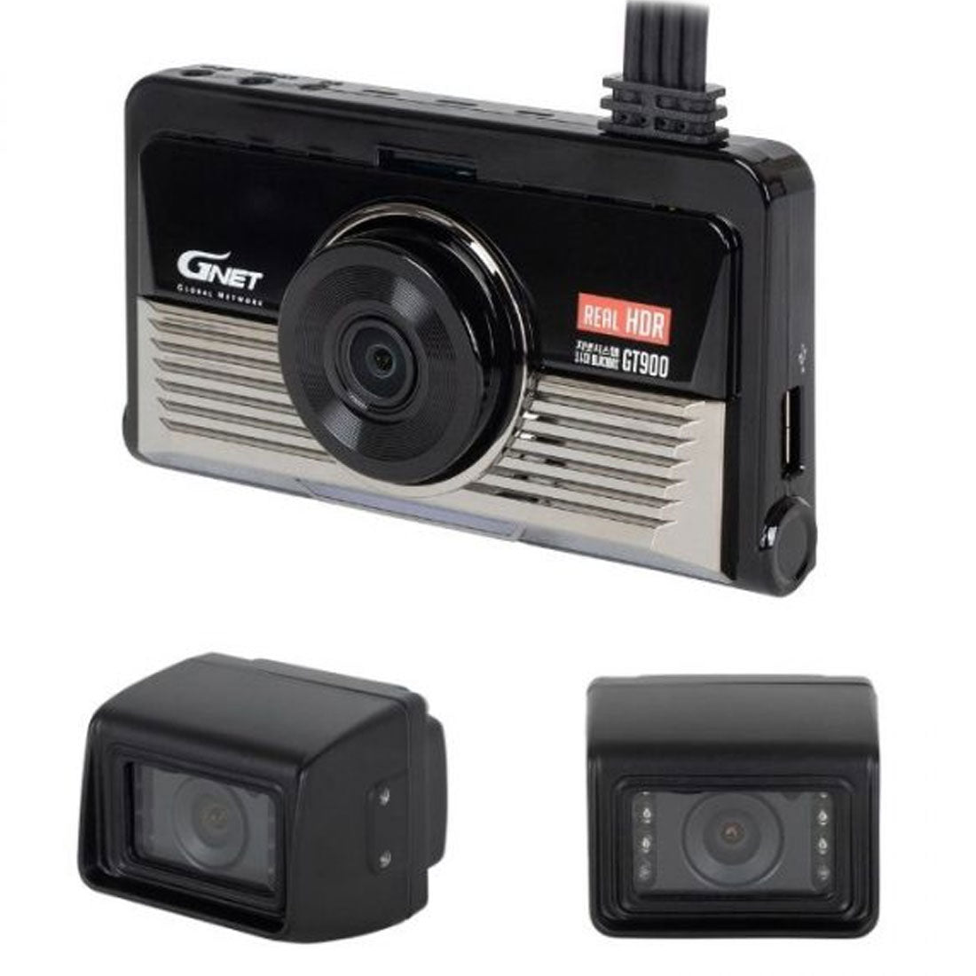 GNET GT900 3CH/4CH HDR Dash Cam: 1080p Front + 720p Right/Left IR Cameras