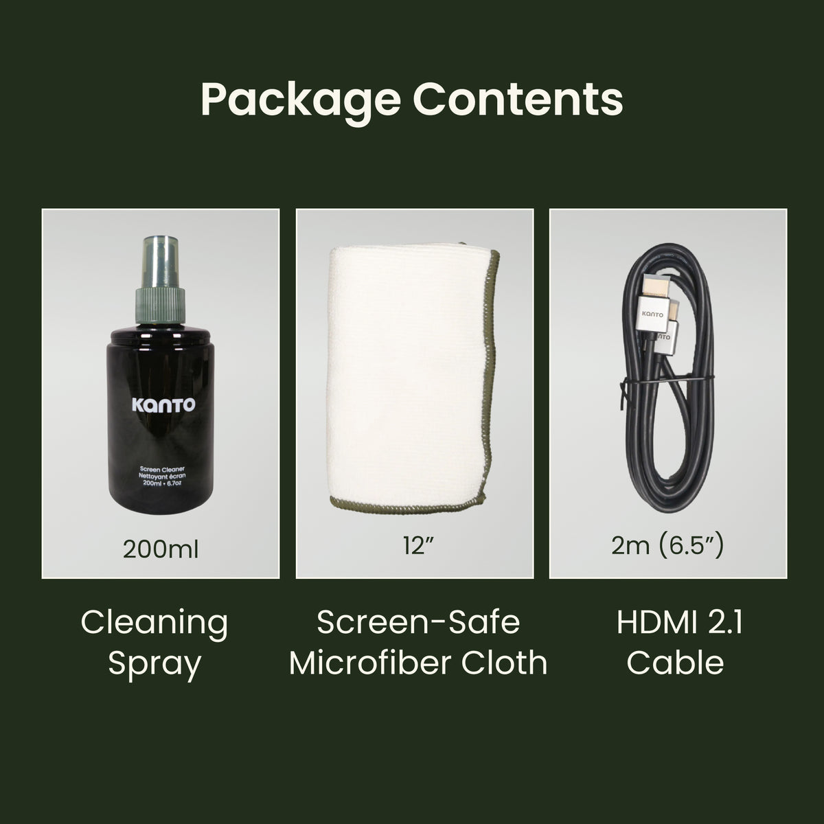 Kanto HT6-KIT Screen Cleaning Kit with 6.5' HDMI 2.1 Cable
