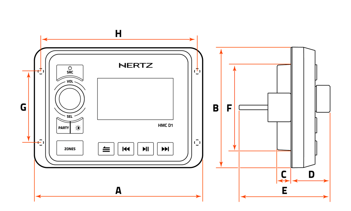 Hertz HMCD1 Remote Controller Physical Specs