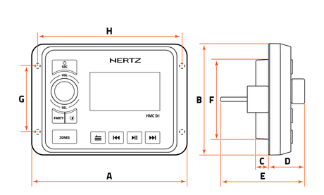 Hertz HMCD1 Remote Controller Physical Specs