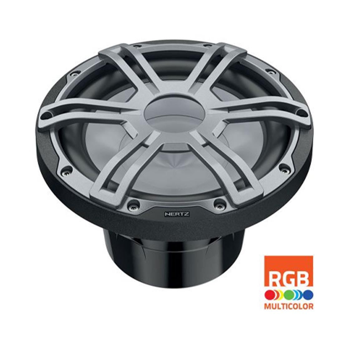 Hertz HMS 10 S4-LD-G 10" 600W 4-Ohm Marine RGB LED Subwoofer - Grey