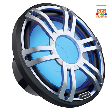 Hertz HMS 12 S2-LD-G 12" 2-Ohm Marine Sport RGB LED Subwoofer - Gray Sport Grille