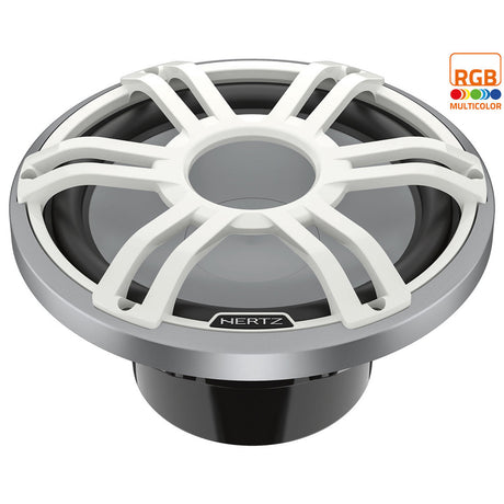 Hertz HMS 12 S4-LD-SW 12″ 4-Ohm Marine Sport RGB LED Subwoofer – White Sport Grille