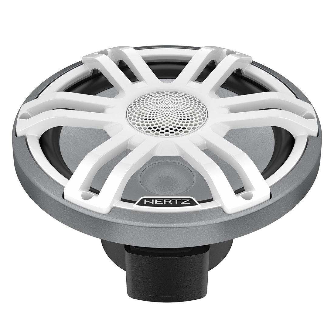 Hertz HMX8.8S-LD-SW.2 8.8" Marine Speakers with RBG LED Lights and White Grilles - Silver - Pair