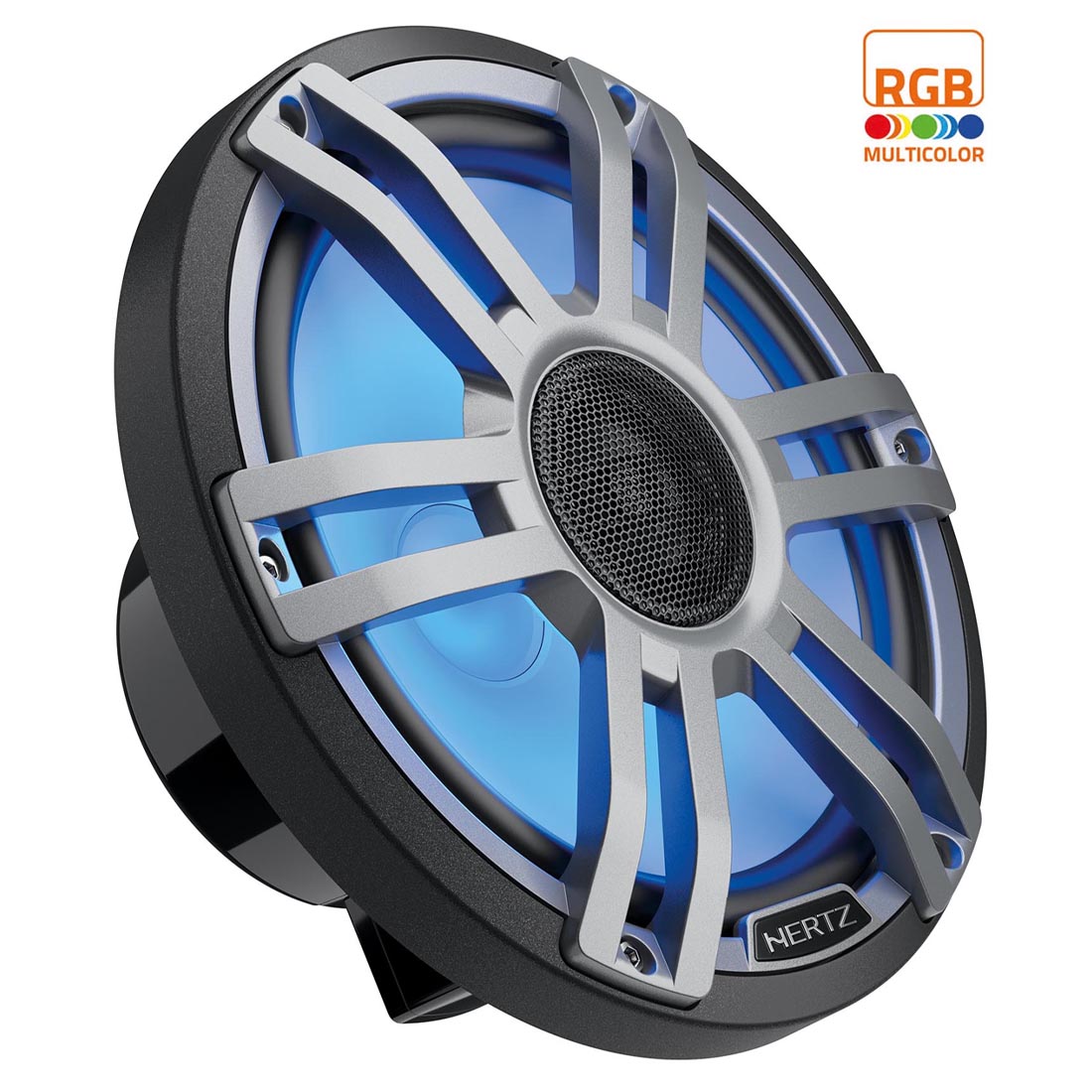 Hertz HMX 8 S-LD-G 8″ 2-Way Marine Speakers with RGB LED Lighting – Gray
