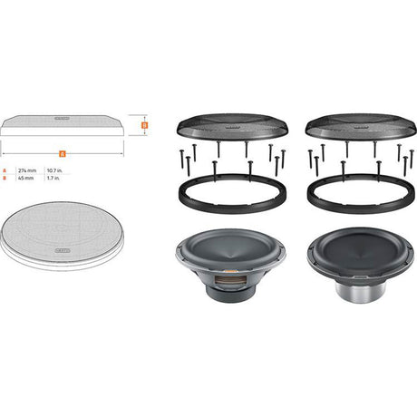 Hertz MG250.3 10" Grille for ML 2500.3, MP 250 D2/D4.3 and MG 250.3 Subwoofers