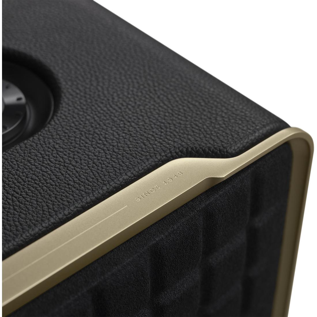 Close-up of a black JBL Authentics 300 speaker with retro design