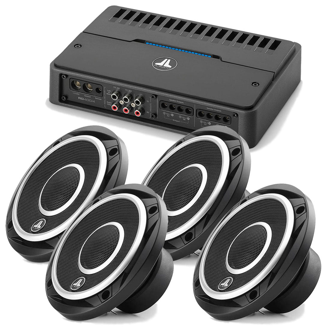 JL Audio RD400/4 4 Ch. Amplifier | C2-400X 4" Coaxial Speakers - Bundle - #98621 | #99612