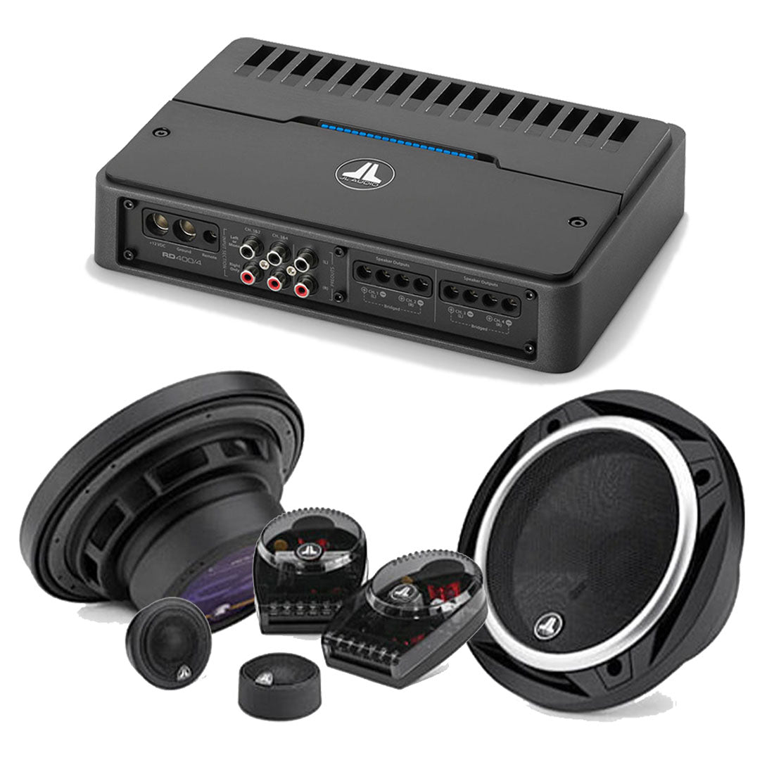 JL Audio RD400/4 4 Ch. Amplifier | C2-600 6" Component Speakers - Bundle - #98621 | #99615