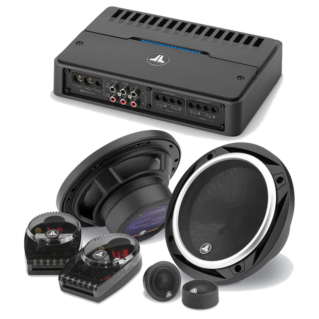 JL Audio RD400/4 4 Ch. Amplifier | C2-650 6.5" Component Speakers - Bundle - #98621 | #99617