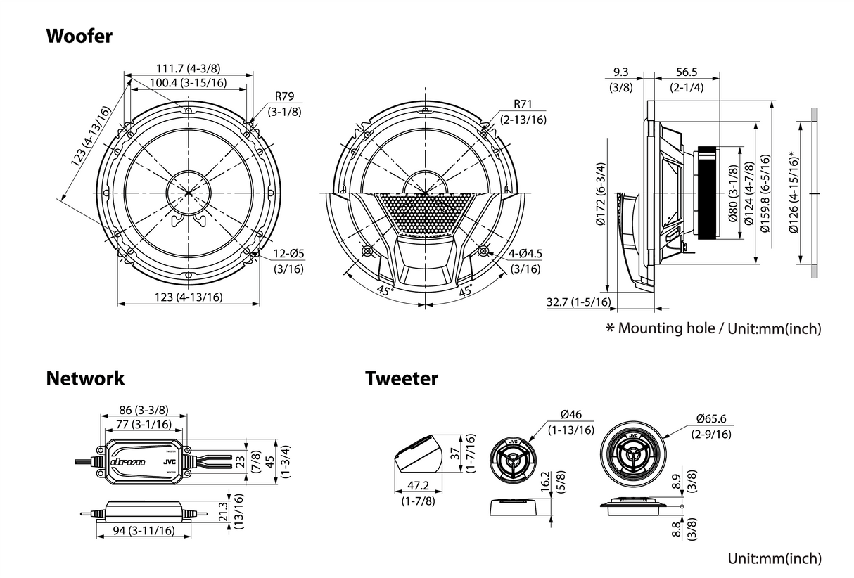 JVC CS-DR601C DRVN 6-1/2" Component Speaker System