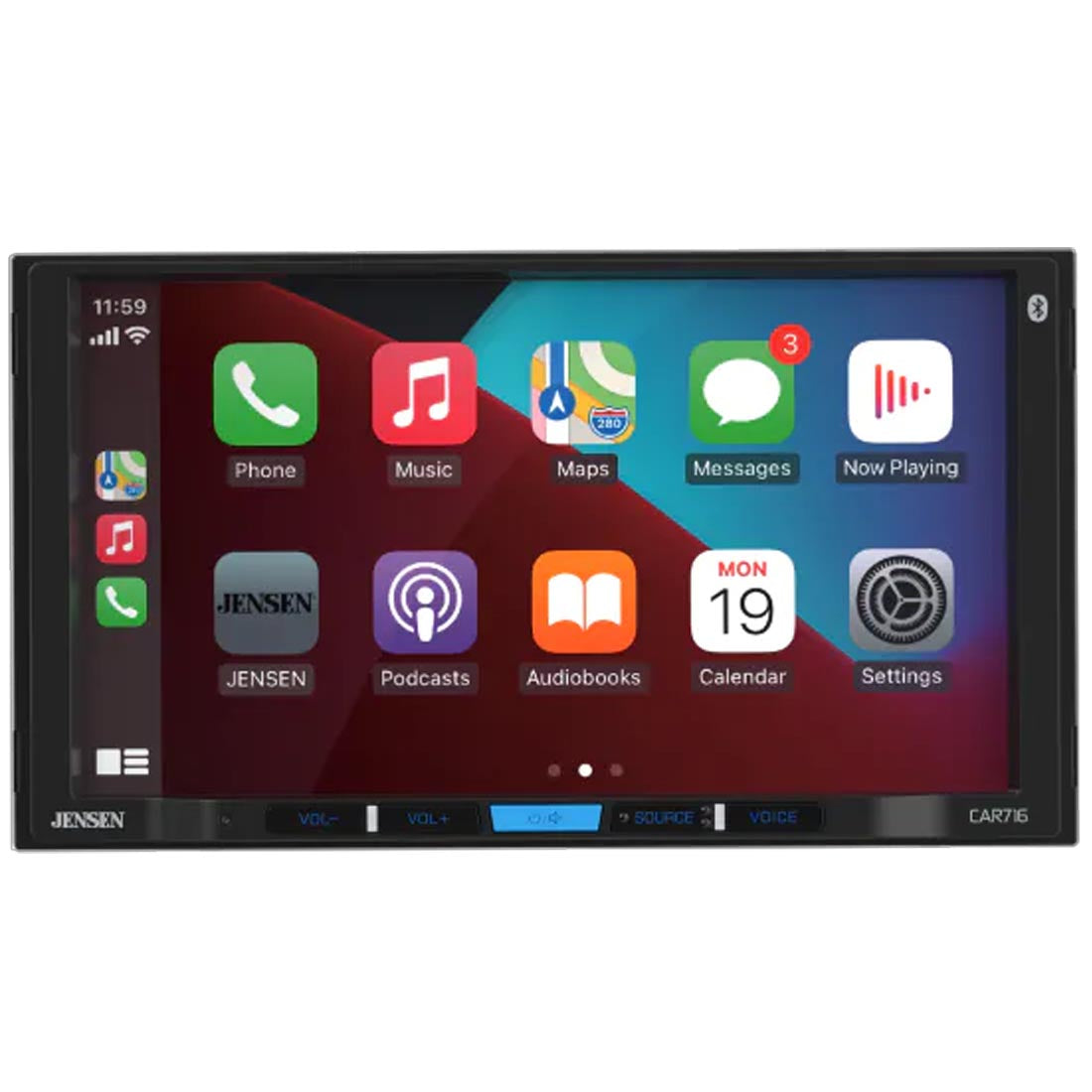 Jensen CAR716-BC 7" Double Din Digital Multimedia Receiver and Backup Camera