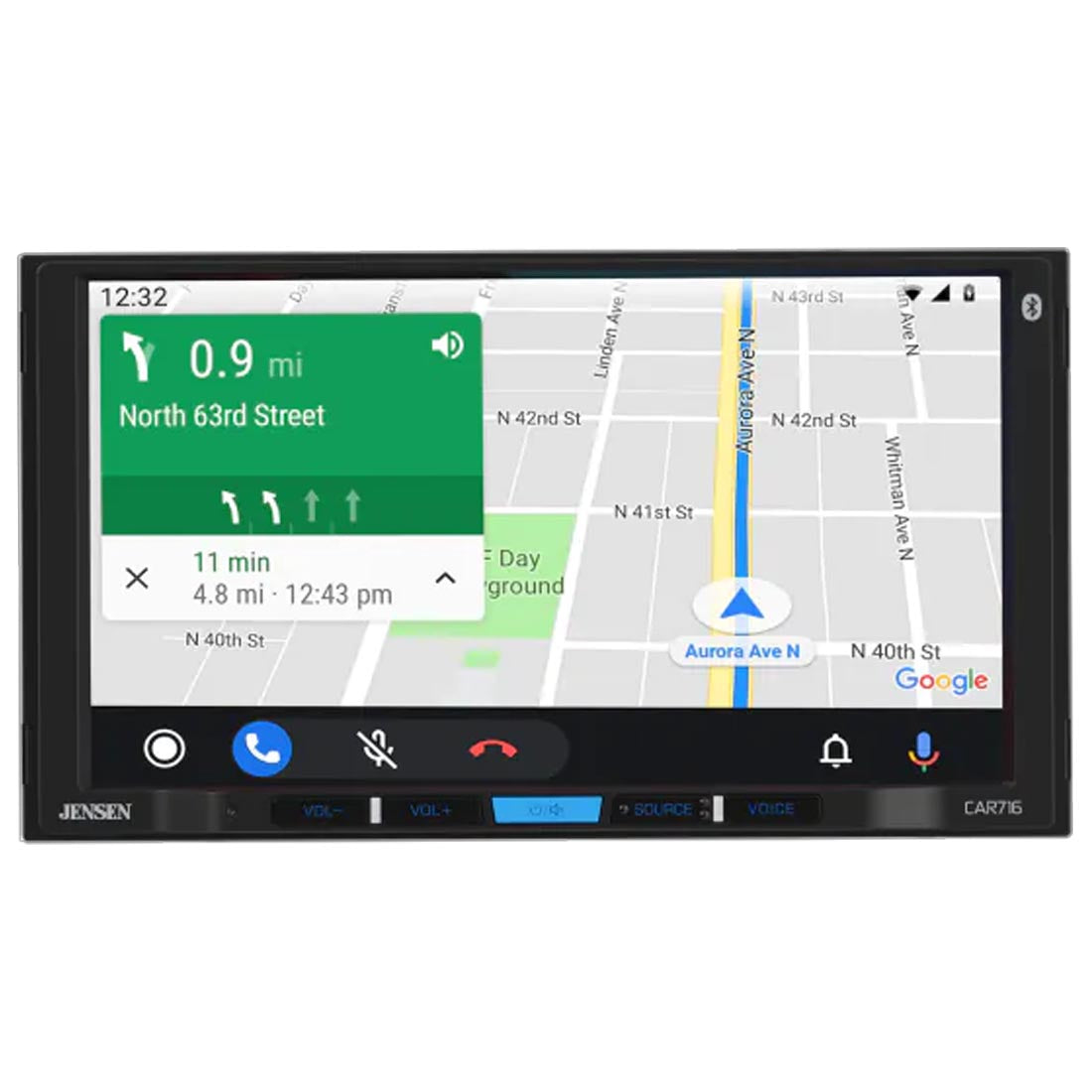 Jensen CAR716-BC 7" Double Din Digital Multimedia Receiver and Backup Camera