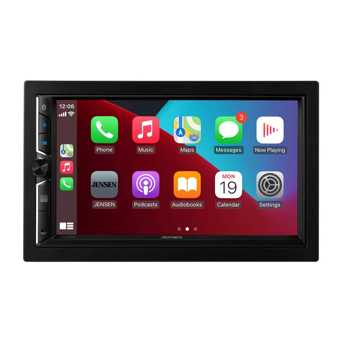 Jensen CAR723W 7" Double DIN Digital Mechless Multimedia Receiver with Apple CarPlay and Android Auto