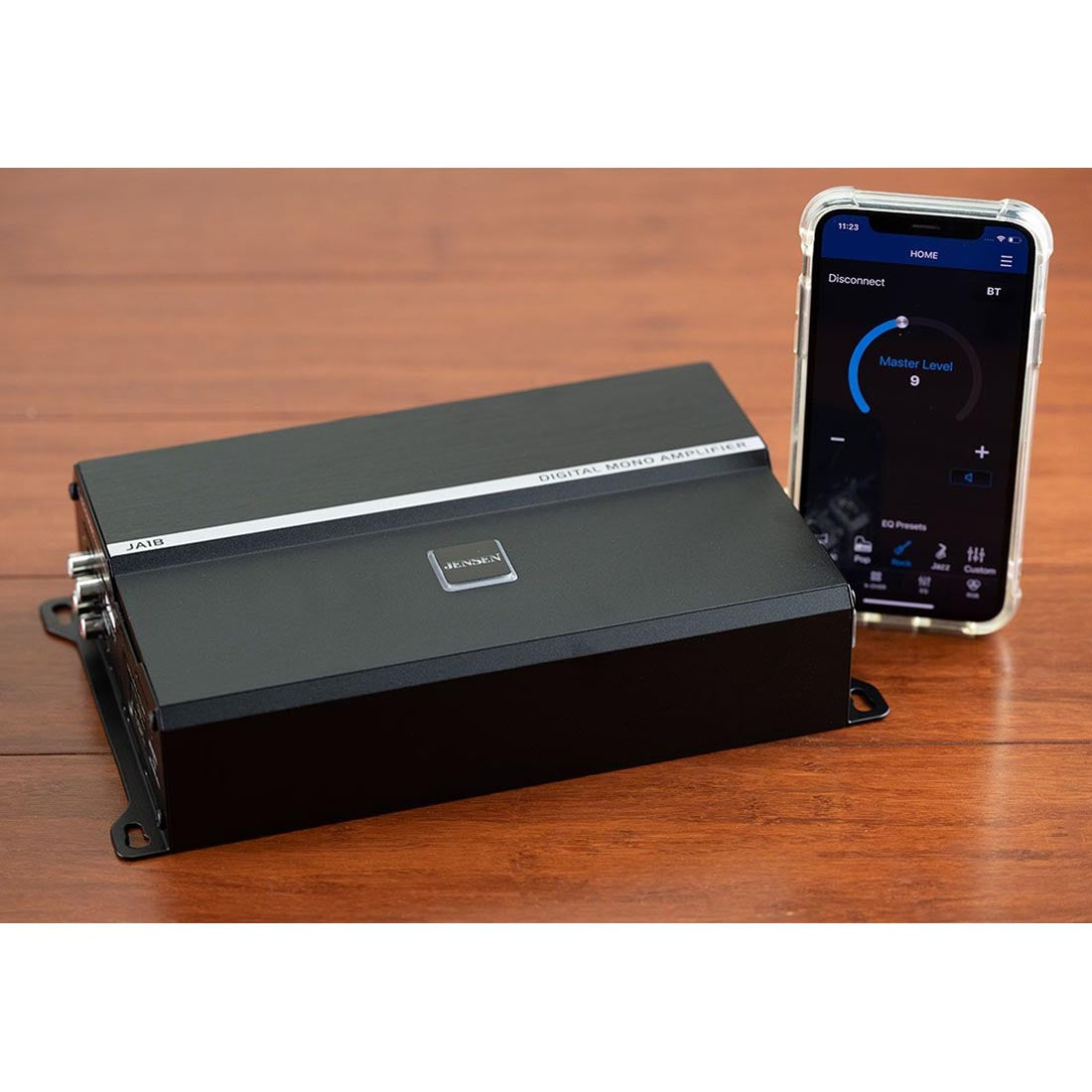 Jensen JA1B 595W Compact Class D Mono Subwoofer Amplifier with Bluetooth App Control
