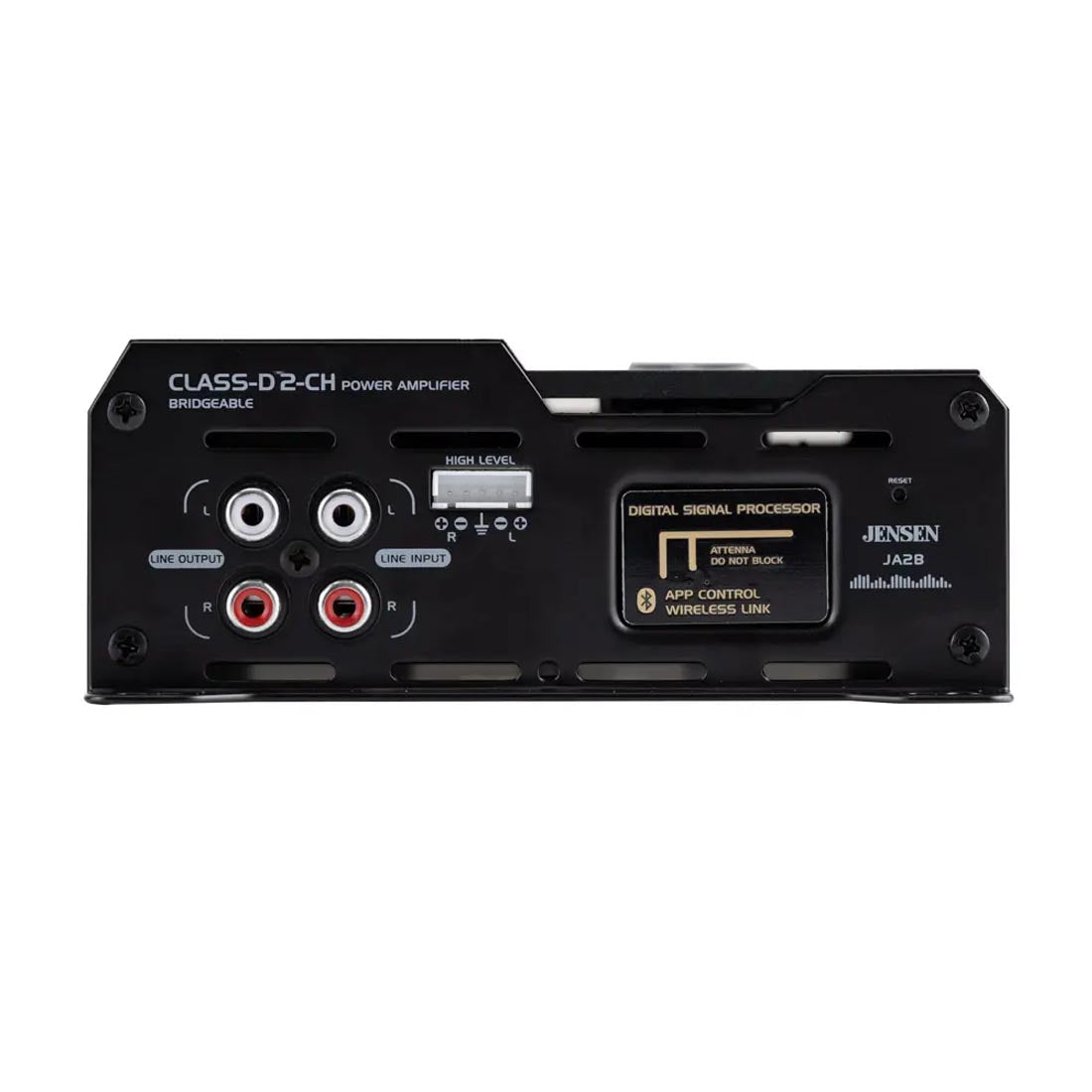 Jensen JA2B 225W Compact Class D 2-Channel Car Amplifier with Bluetooth App Control
