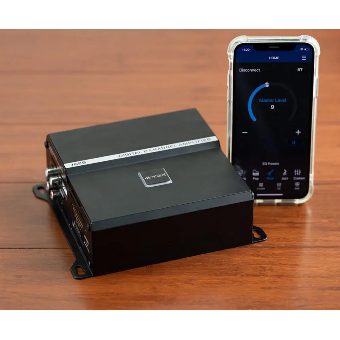 Jensen JA2B 225W Compact Class D 2-Channel Car Amplifier with Bluetooth App Control