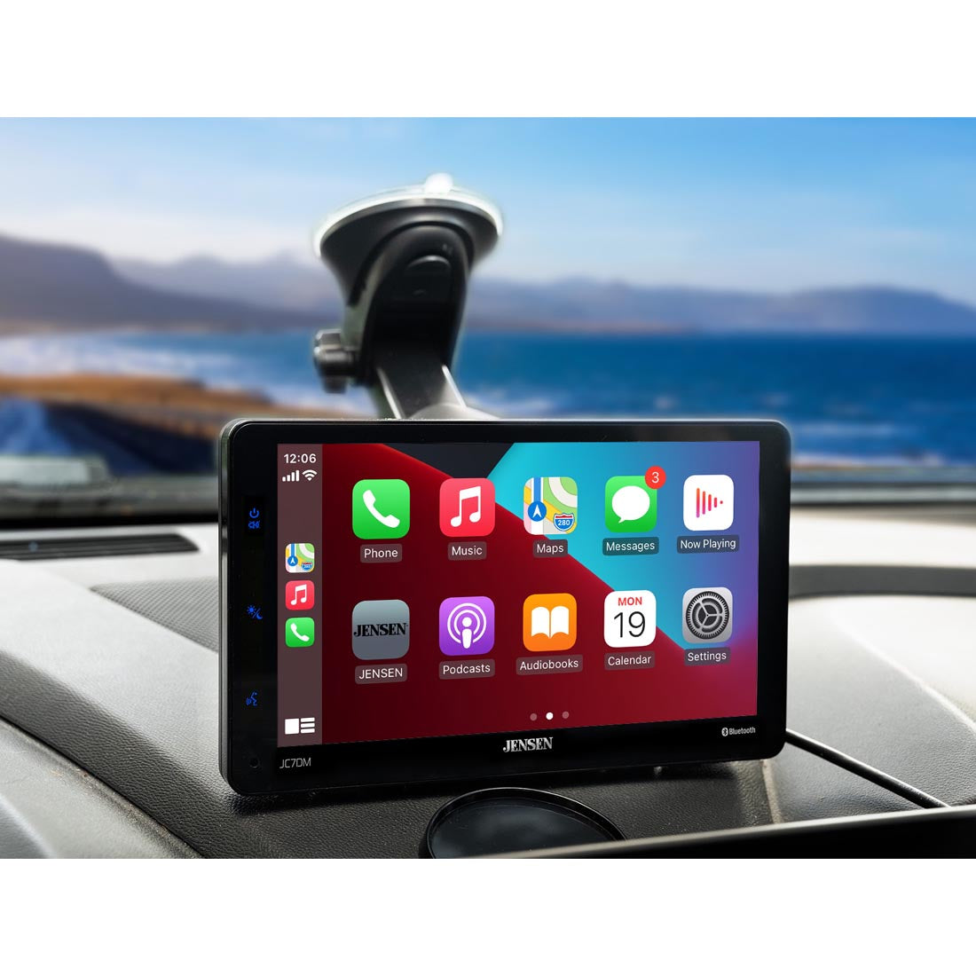 Jensen JC7DM 7" Windshield or Dashboard Mount Digital Monitor with Apple CarPlay and Android Support