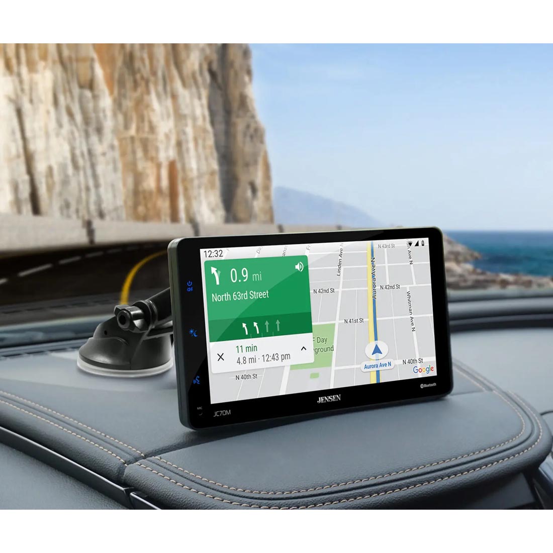 Jensen JC7DM 7" Windshield or Dashboard Mount Digital Monitor with Apple CarPlay and Android Support