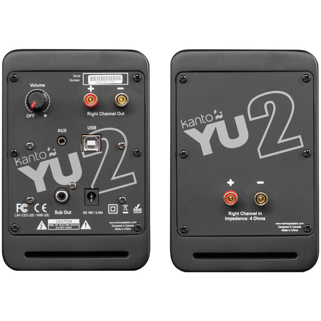 Kanto YU2MB YU2 Powered Desktop Speakers - Pair - Black