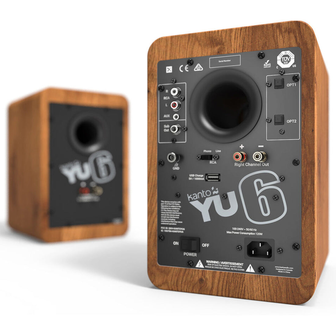 Kanto YU6WALNUT YU6 Powered Desktop Speakers - Pair - Walnut