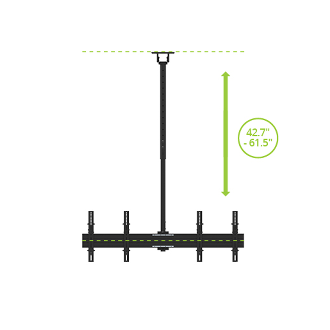Kanto CM600B4B Back-to-Back Quad Screen Ceiling Mount with 360-Degree Rotation