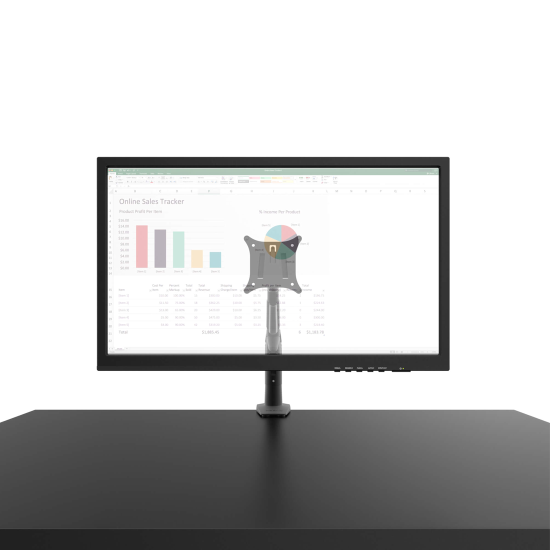 Kanto DMS1000 Desktop Monitor Mount with Gas Shock Arm