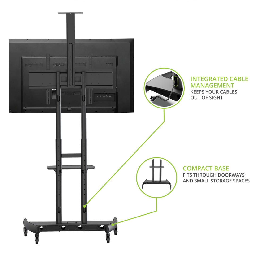 Kanto MTM86PL Rolling TV Cart with Height Adjustment for 55" - 86" TVs
