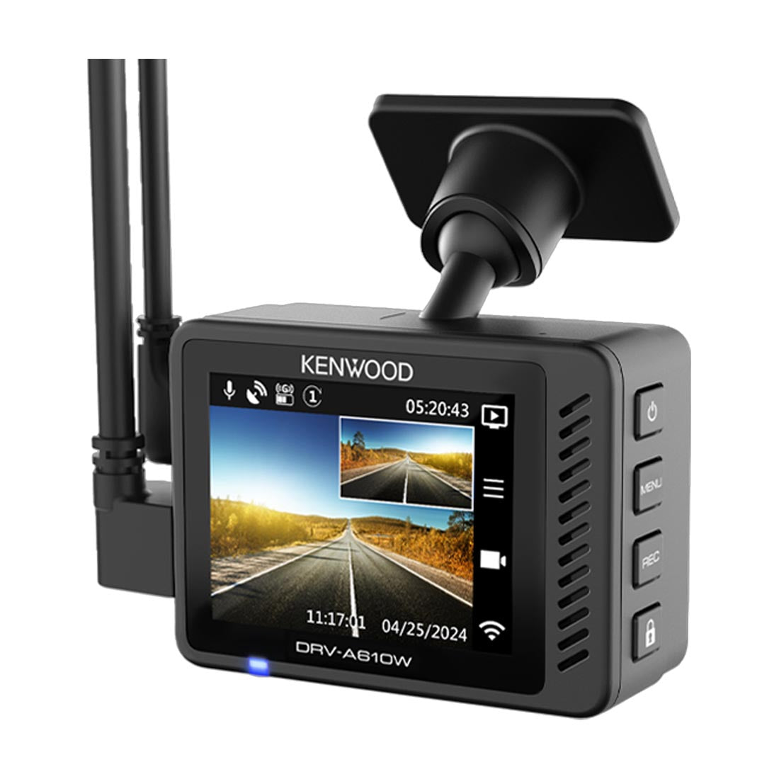 Kenwood DRV-A610WDP 2-Channel Compact 4K HD Dash Camera with 2" Display, Wi-Fi, and GPS  includes Rear-View Cam (DRVA610WDP)