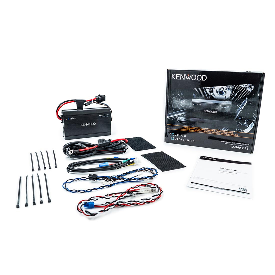 Kenwood eXcelon XM160-2-98 Compact 2-Channel Power Amplifier for Select 1998-2013 Harley-Davidson Motorcycles (XM160298)