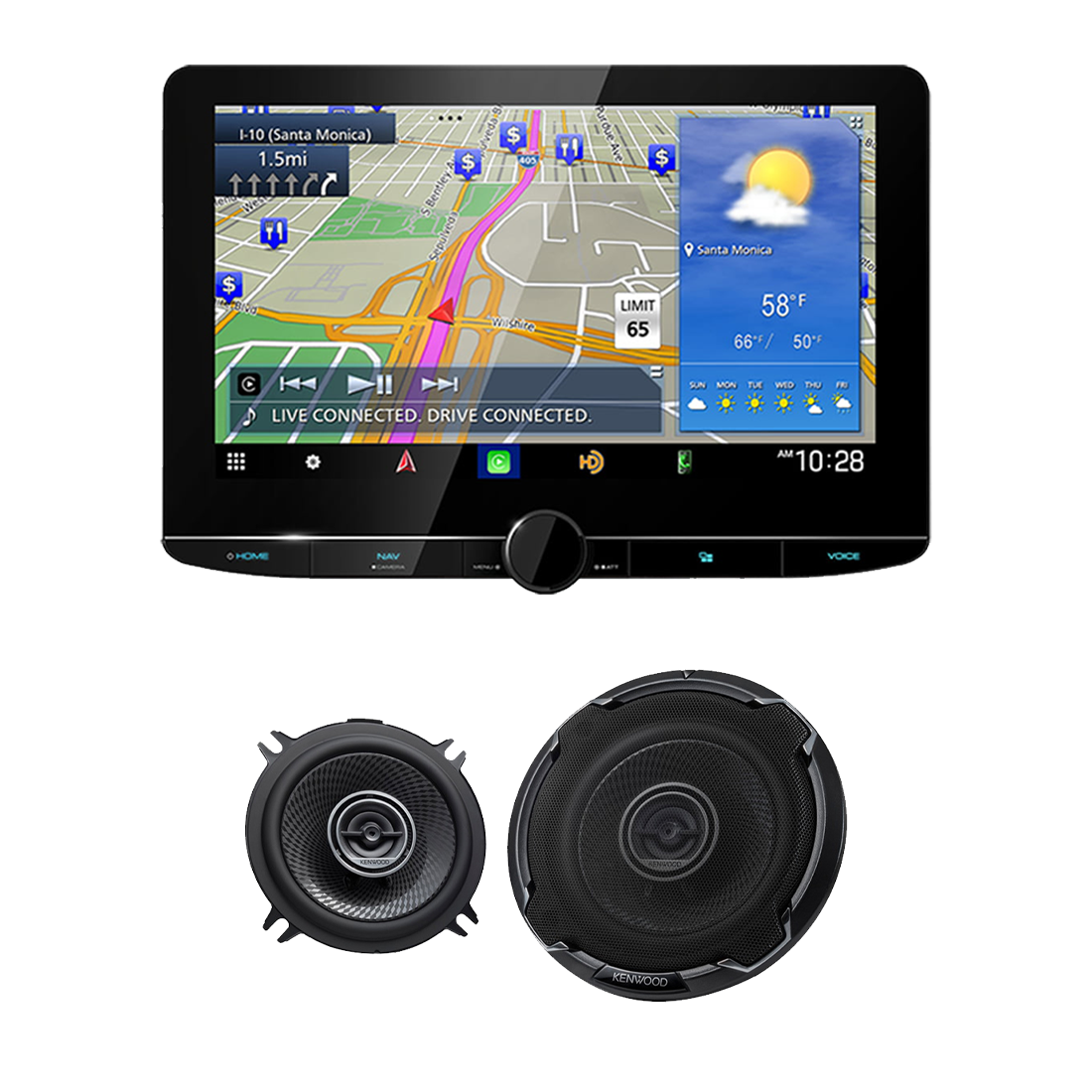 Kenwood eXcelon Reference DNR1007XR 10.1" Navigation Multimedia Receiver | KFC-1396PS 5.25" 2-Way Car Speakers - Bundle