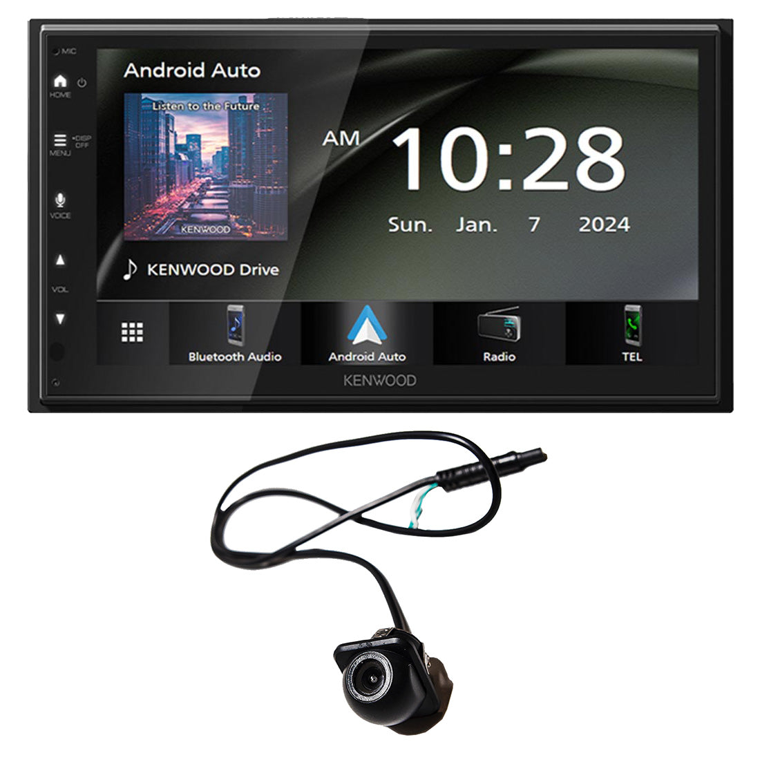 Kenwood DMX40S 6.8" Digital Multimedia Receiver | EchoMaster RVC 5721 Push In Rear/Front View Backup Camera - Bundle