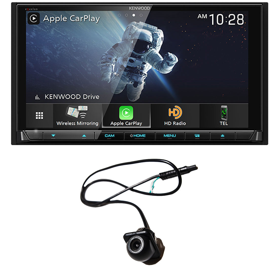 Kenwood eXcelon DDX9907XR 6.8" DVD Receiver with Bluetooth & HD Radio | EchoMaster RVC 5721 Push In Rear/Front View Backup Camera - Bundle