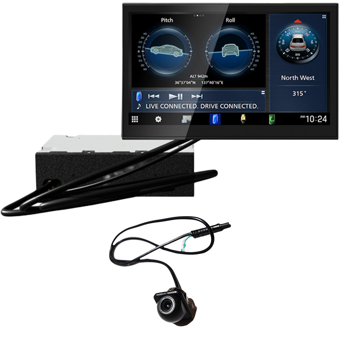 Kenwood DAX8000S 8" HD Direct Replacement Digital Multimedia Receiver | EchoMaster RVC 5721 Push In Rear/Front View Backup Camera - Bundle